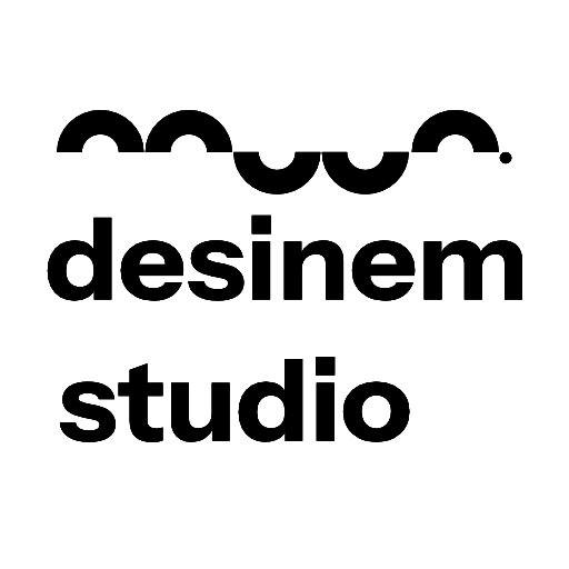 Logo made of 2 waves up with the names desinem below, followed by two mirrored waves, an up wave and a round dot.
