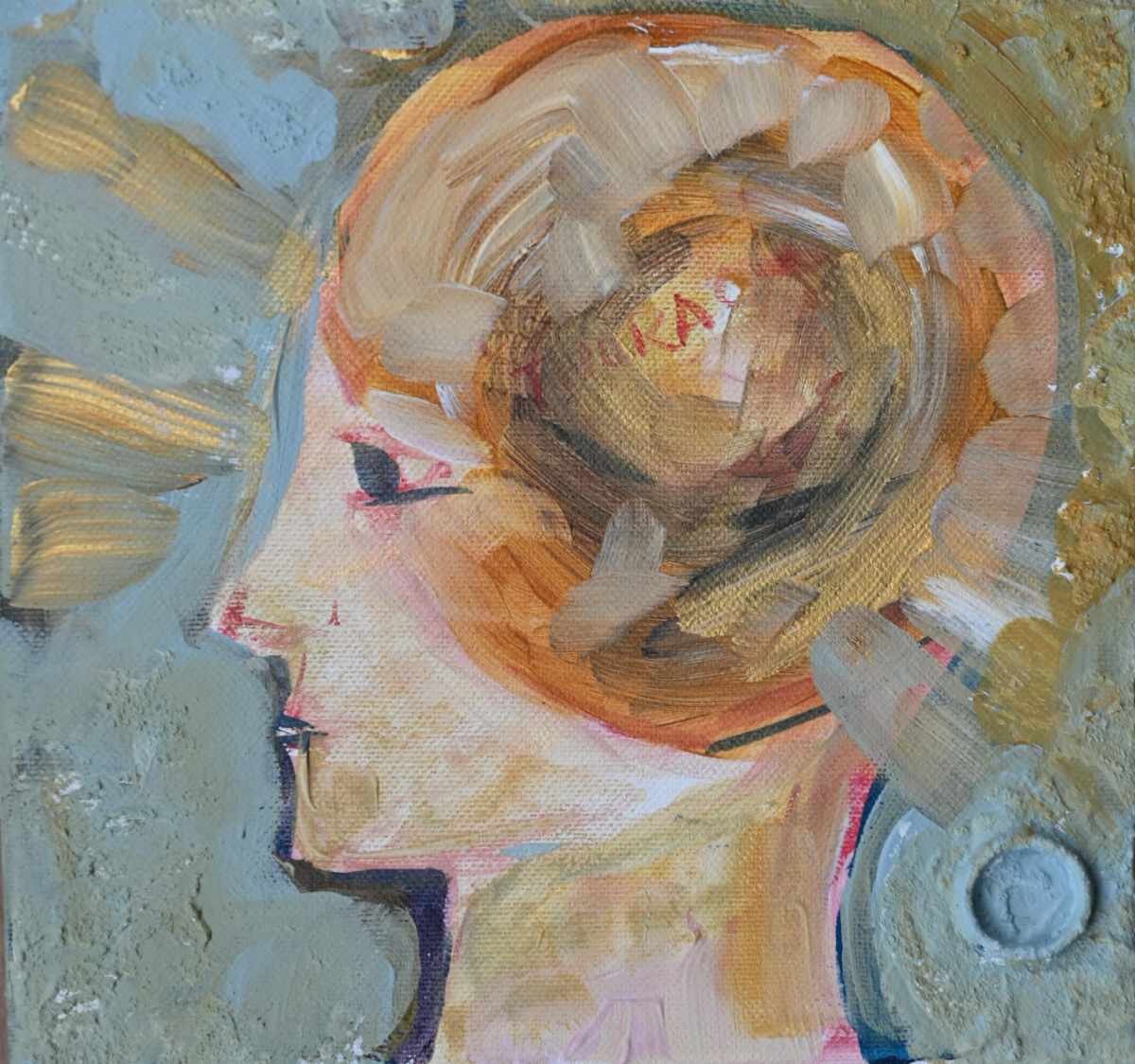Reason — a profile turning inward, golden strokes circling a quiet, reasoning mind